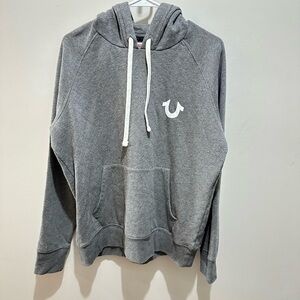 True Religion Gray Hoodie with Red Logo XL